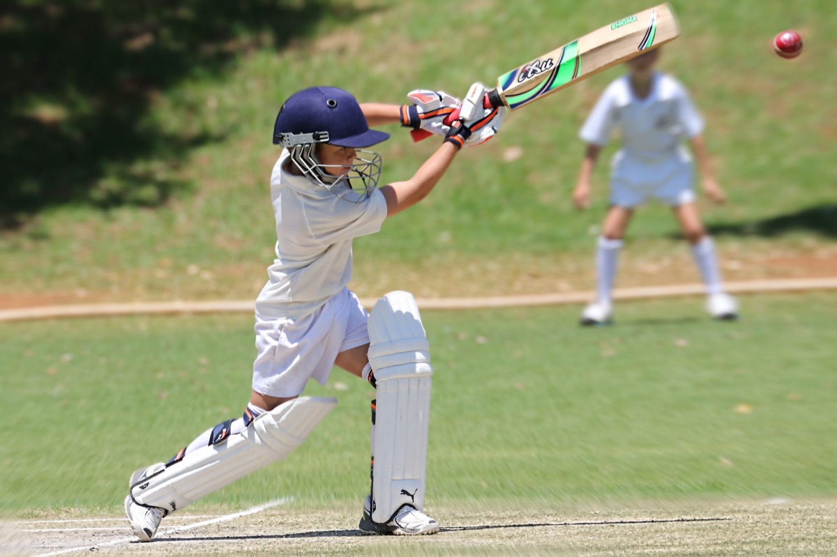 cricket bat and ball on grass field