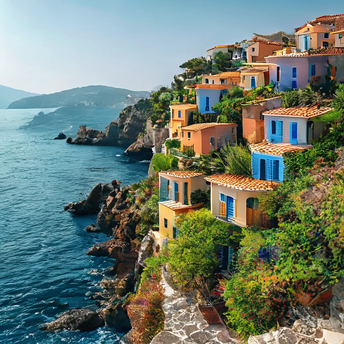 Amalfi : case colorate lungo la costa