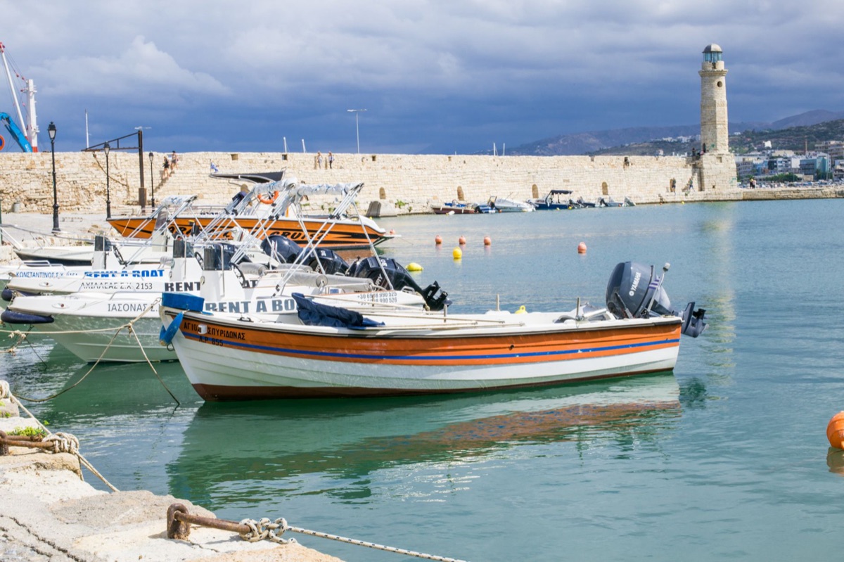 Speedboat at Marina with Turquoise Water