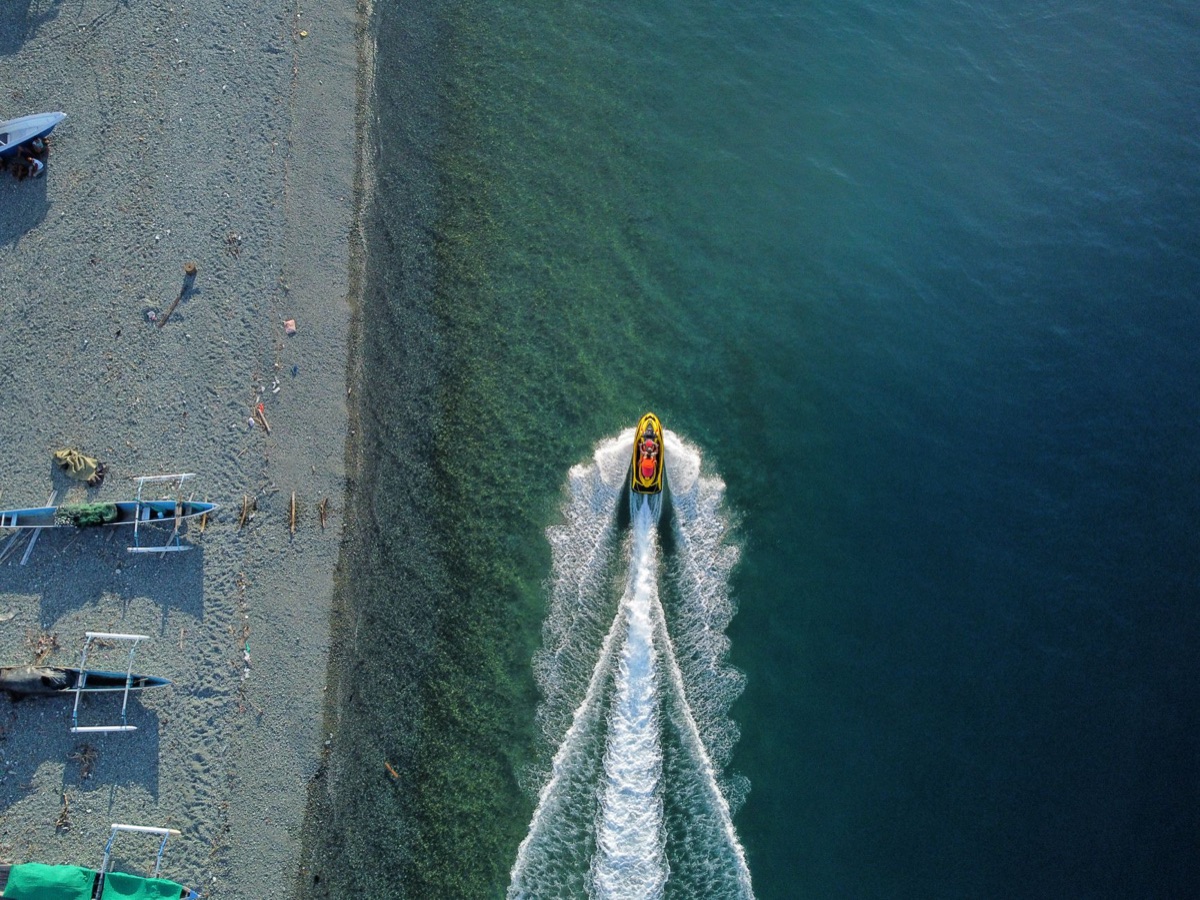 Speedboat at resort beach