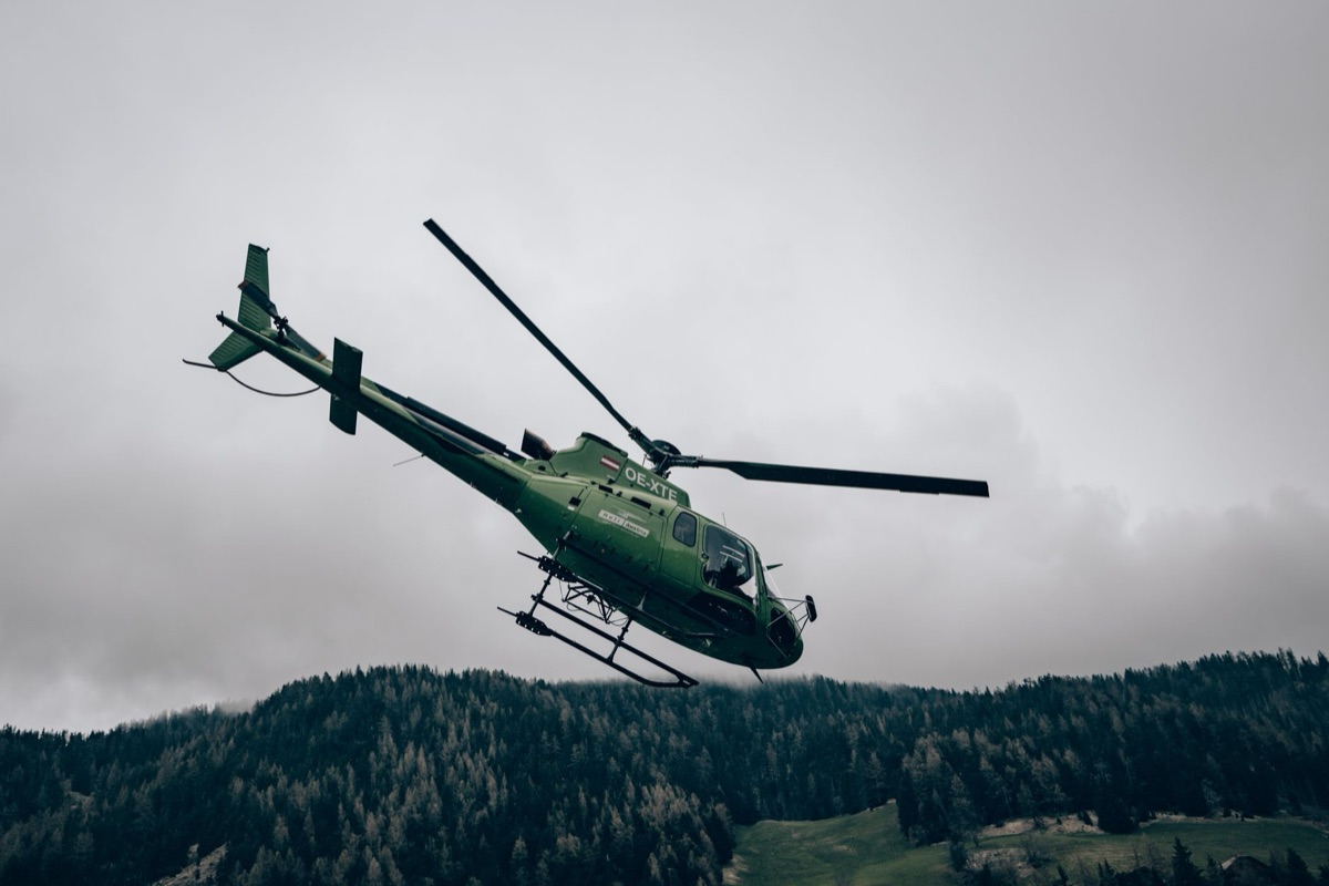 helicopter landing at luxury resort